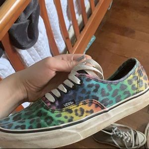 Low Top Rainbow Leopard Vans !! Size 9